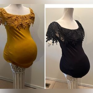 Emma’s Black Mustard maternity tops gorgeous romantic overlay med Lot